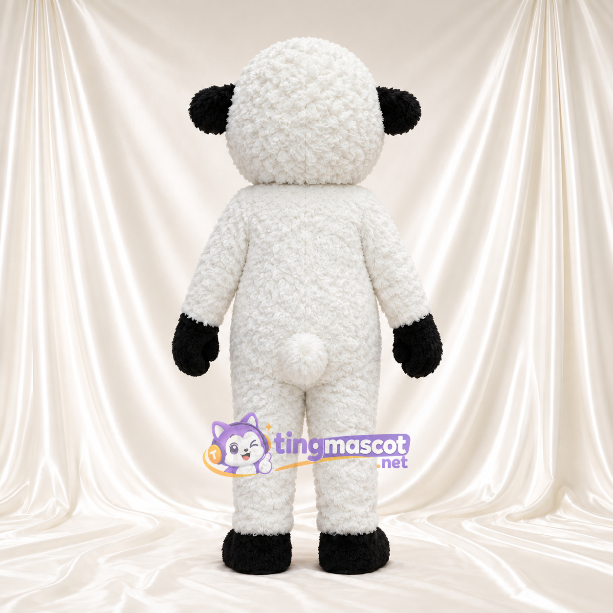 Black and White Sheep Mascot Costume - Black Gloves and Black Hooves Black and White Sheep Mascot Costume - Black Gloves and Black Hooves