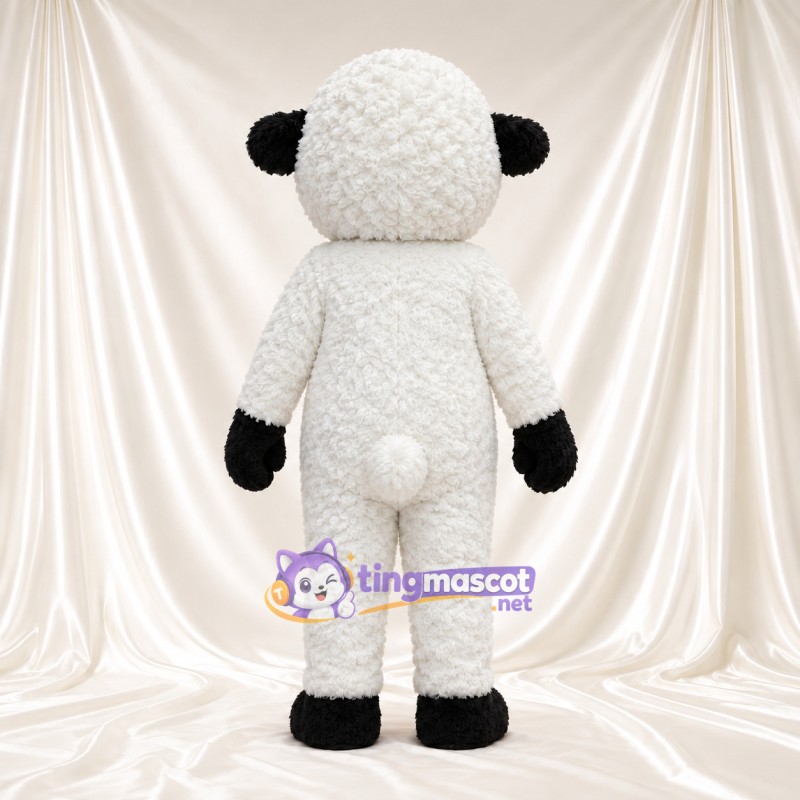 Black and White Sheep Mascot Costume - Black Gloves and Black Hooves Black and White Sheep Mascot Costume - Black Gloves and Black Hooves