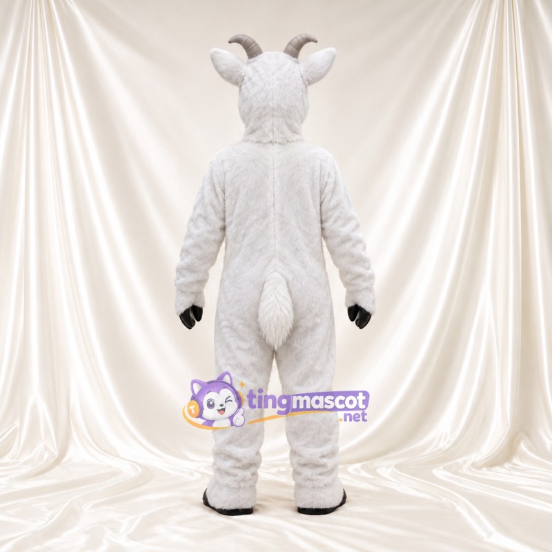 Costume de mascotte Chèvre – blanc – Intérieur des oreilles (rose); Barbe (blanc) Costume de mascotte Chèvre – blanc – Intérieur des oreilles (rose); Barbe (blanc)