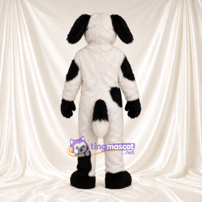 Black and White Dog Mascot Costume - Black Gloves and Large Black Patches Black and White Dog Mascot Costume - Black Gloves and Large Black Patches