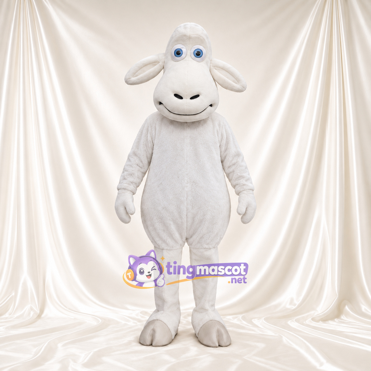 Maskottchenkostüm Schaf – weiß – Lange Schnauze; Augen (blau)