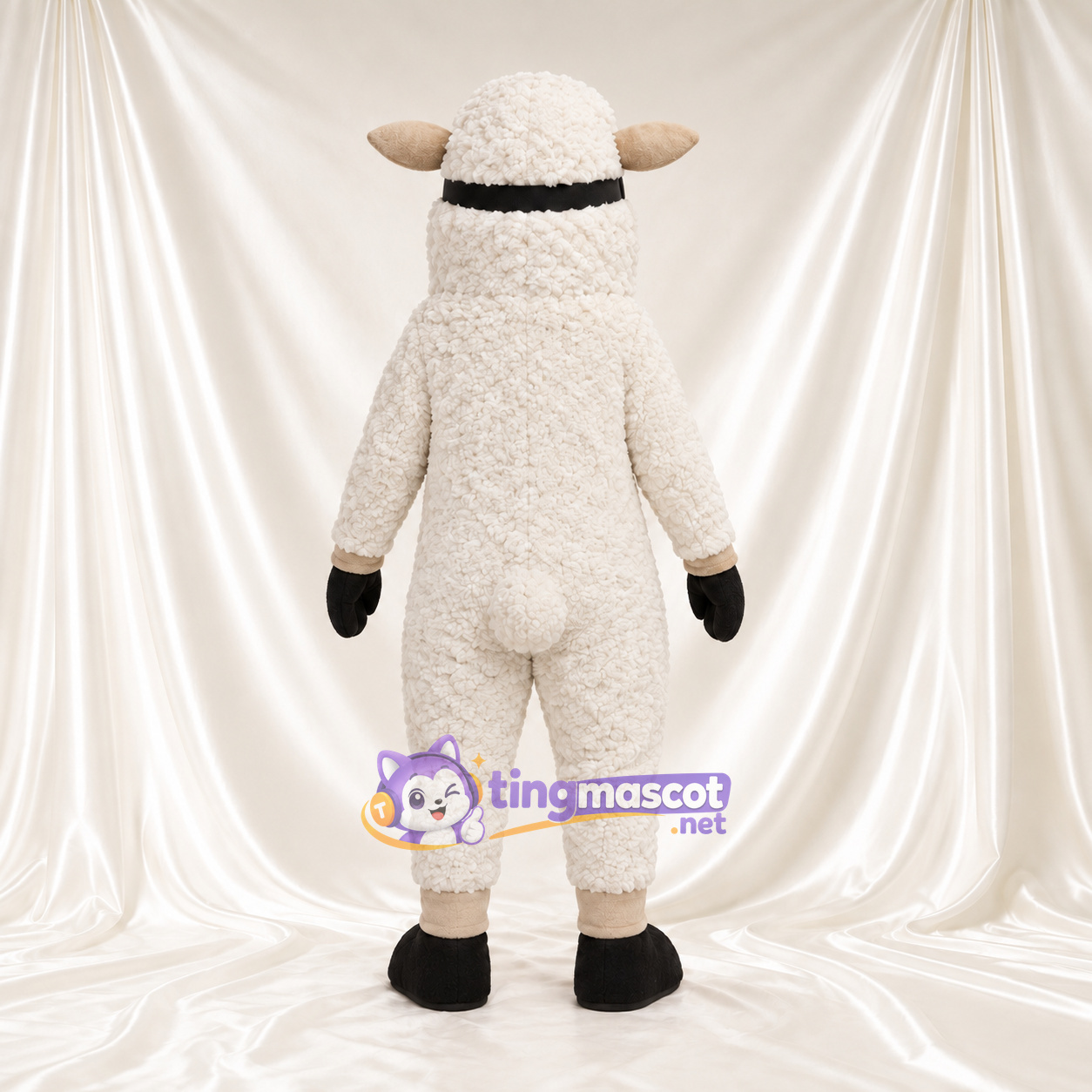 Costume de mascotte Mouton – crème – Lunettes de protection (rose) Costume de mascotte Mouton – crème – Lunettes de protection (rose)