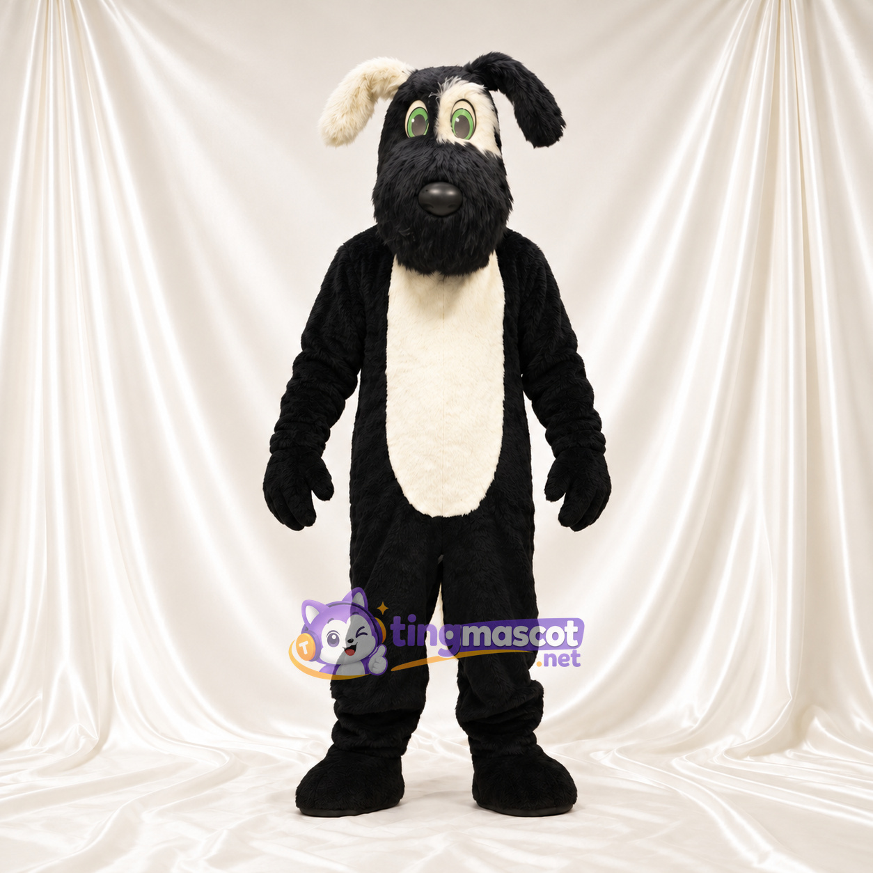 Black and White Sheep Mascot Costume - Cream Belly and Green Eyes Black and White Sheep Mascot Costume - Cream Belly and Green Eyes