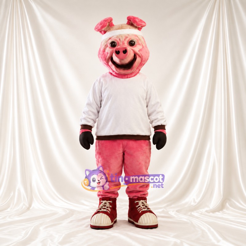 Costume de mascotte Cochon – rose – Chemise (blanc); Bandeau Costume de mascotte Cochon – rose – Chemise (blanc); Bandeau