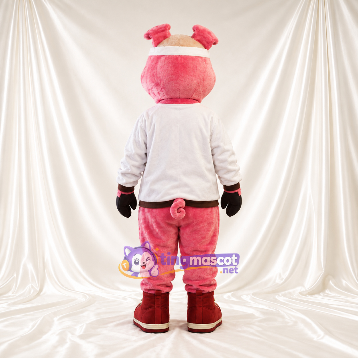 Costume de mascotte Cochon – rose – Chemise (blanc); Bandeau Costume de mascotte Cochon – rose – Chemise (blanc); Bandeau