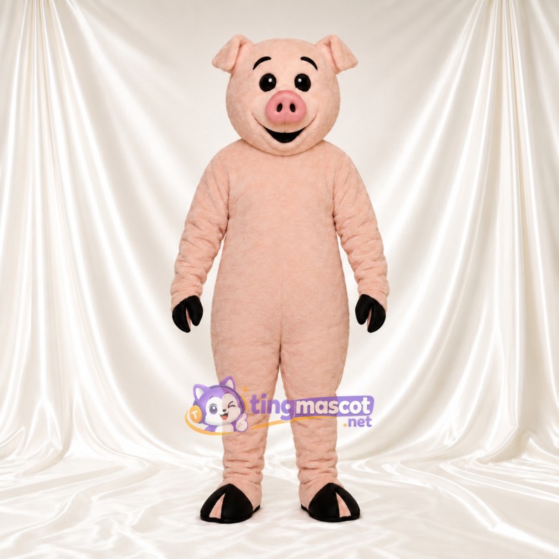 Costume de mascotte Cochon – pêche – Gants (noir); Museau (rose) Costume de mascotte Cochon – pêche – Gants (noir); Museau (rose)