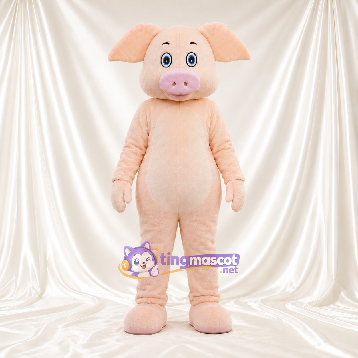 Peach Pig Mascot Costume - Blue Eyes and Pink Snout Peach Pig Mascot Costume - Blue Eyes and Pink Snout