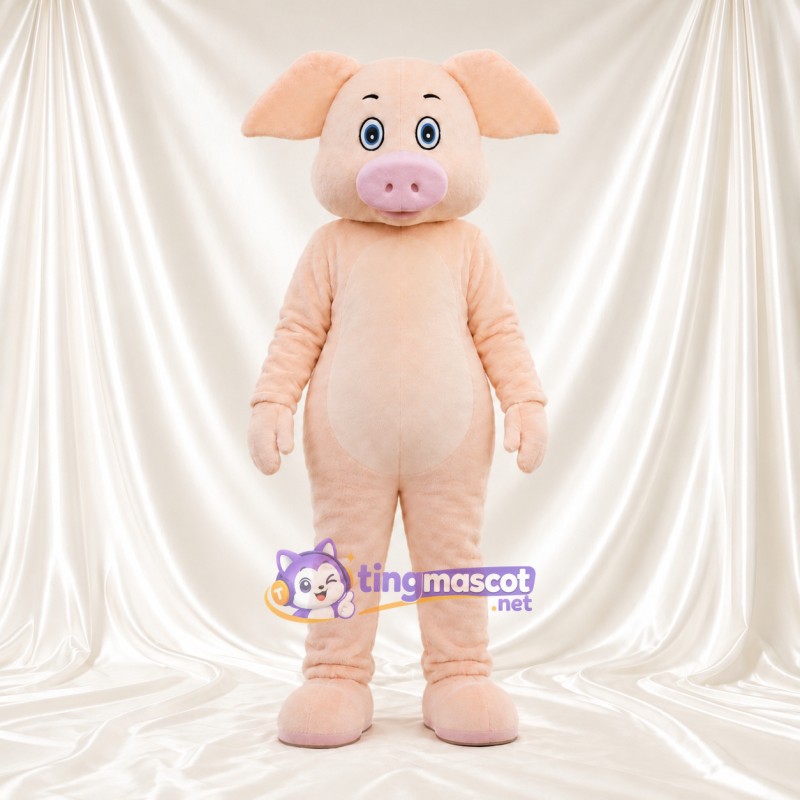 Peach Pig Mascot Costume - Blue Eyes and Pink Snout Peach Pig Mascot Costume - Blue Eyes and Pink Snout