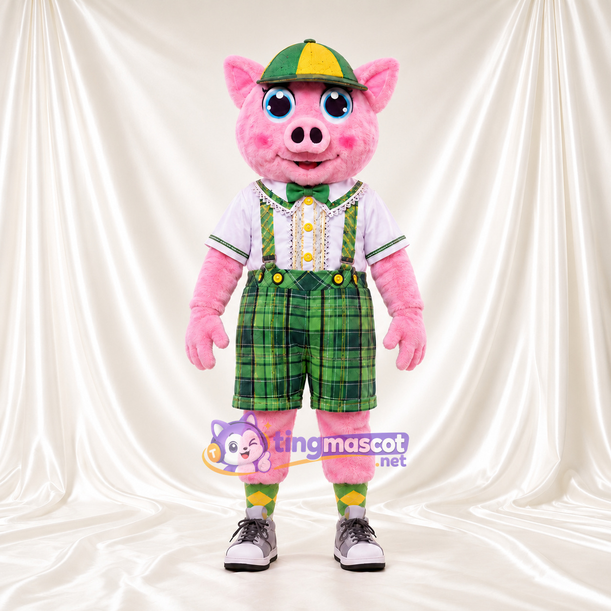 Costume de mascotte Cochon – rose – Short; Casquette Costume de mascotte Cochon – rose – Short; Casquette