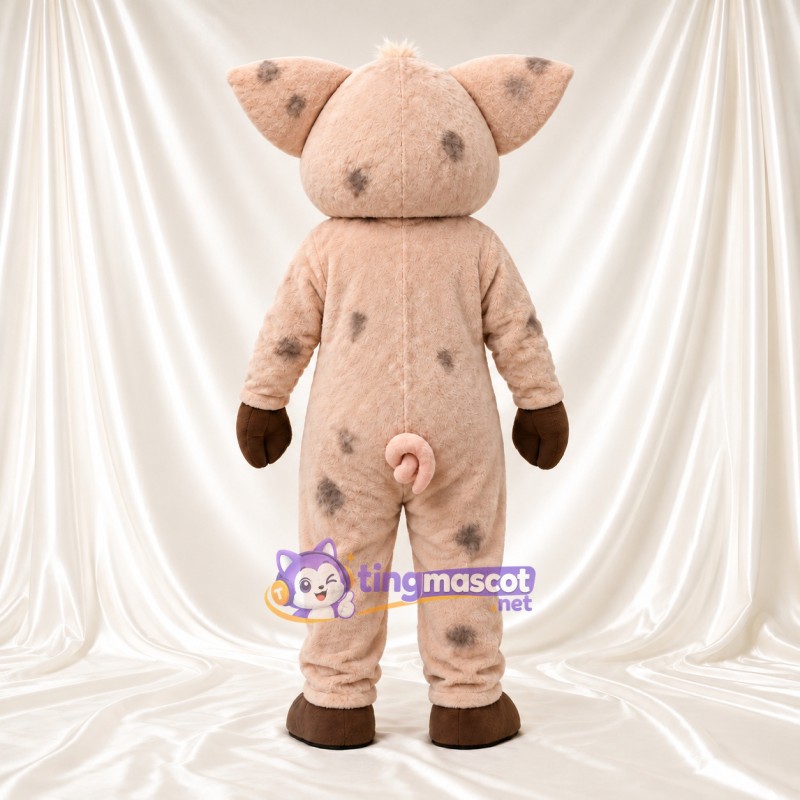 Beige Pig Mascot Costume - Brown Spots Beige Pig Mascot Costume - Brown Spots