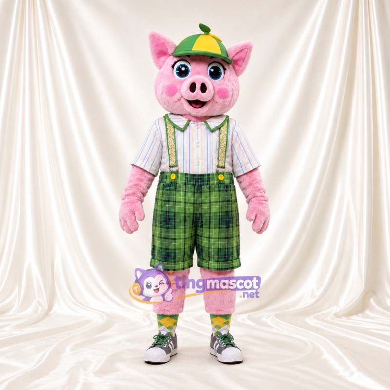 Costume de mascotte Cochon – rose – Short; Casquette Costume de mascotte Cochon – rose – Short; Casquette