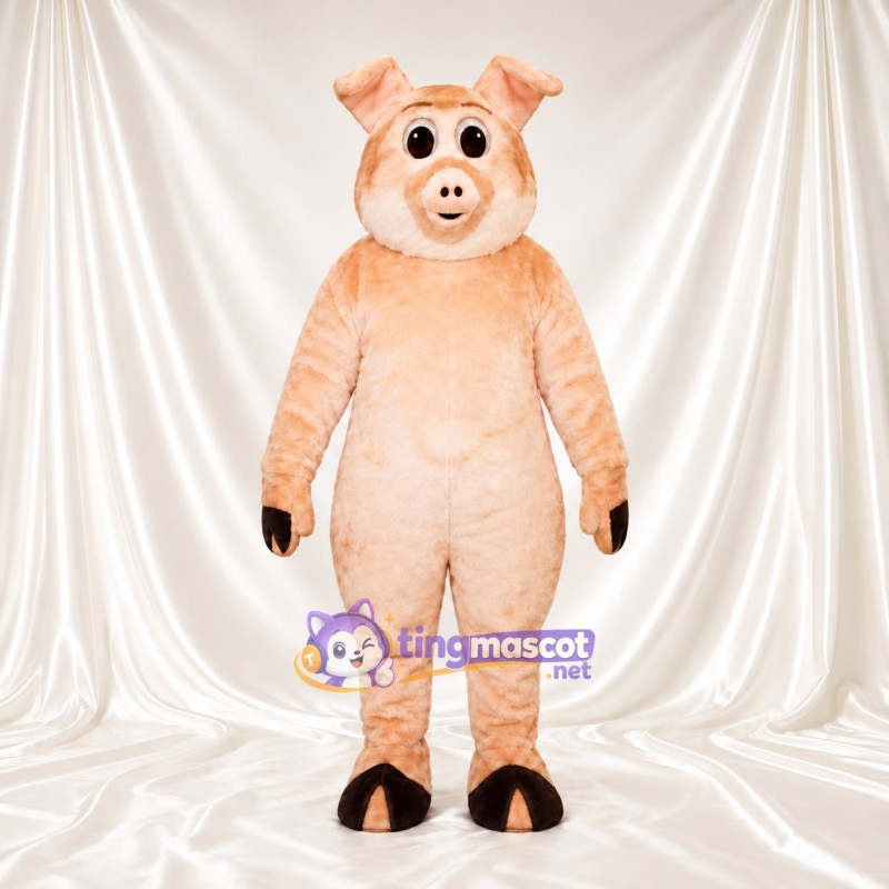 Costume de mascotte Cochon – pêche – Gants (noir); Visage souriant Costume de mascotte Cochon – pêche – Gants (noir); Visage souriant