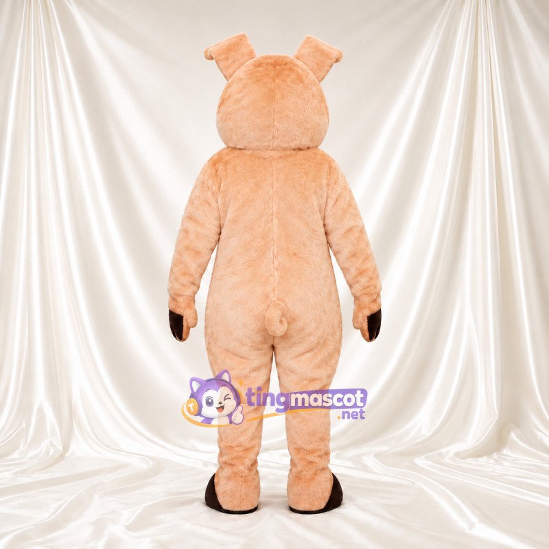 Costume de mascotte Cochon – pêche – Gants (noir); Visage souriant Costume de mascotte Cochon – pêche – Gants (noir); Visage souriant