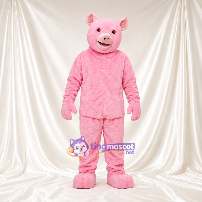 Costume de mascotte Cochon – rose – Mains (rose); Fourrure hirsute Costume de mascotte Cochon – rose – Mains (rose); Fourrure hirsute