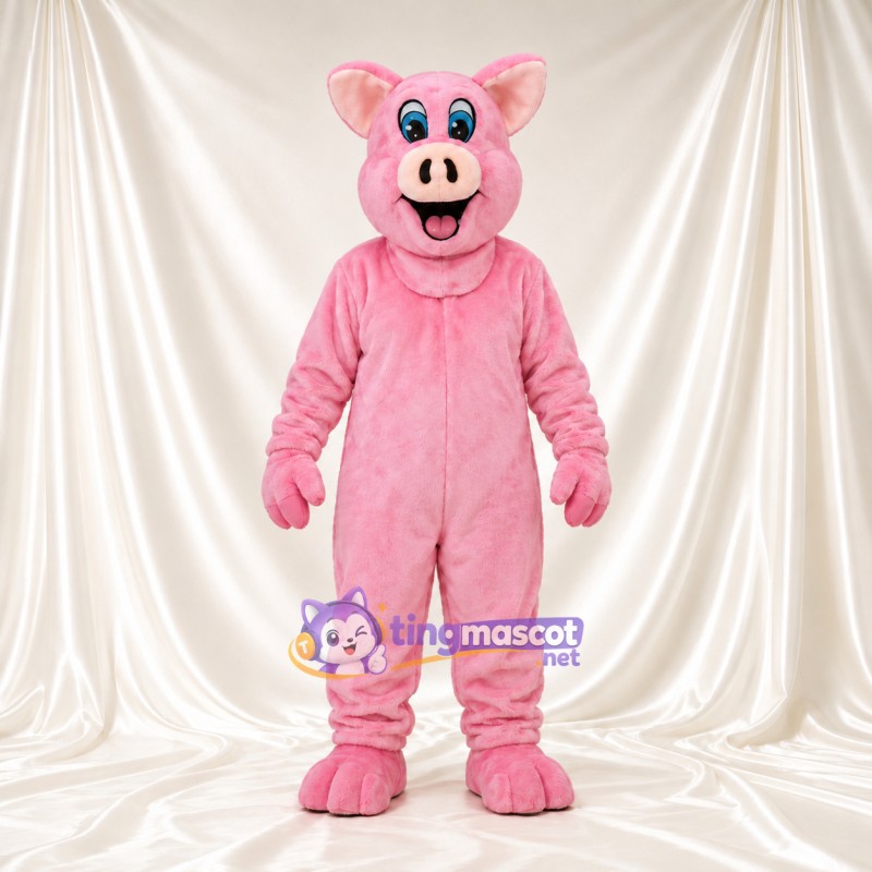 Maskottchenkostüm Schwein – rosa – Augen (blau); Offener Mund Maskottchenkostüm Schwein – rosa – Augen (blau); Offener Mund