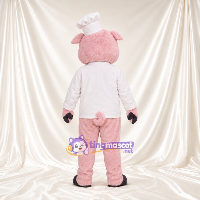 Costume de mascotte Cochon – rose – Toque de chef; Veste (blanc) Costume de mascotte Cochon – rose – Toque de chef; Veste (blanc)