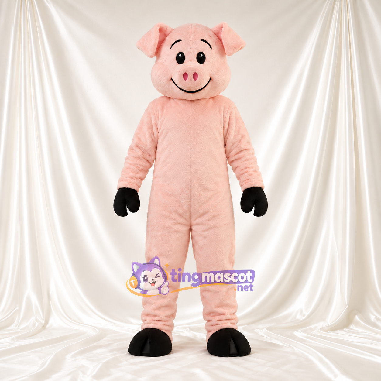 Costume de mascotte Cochon – pêche – Gants (noir); Pieds (noir) Costume de mascotte Cochon – pêche – Gants (noir); Pieds (noir)