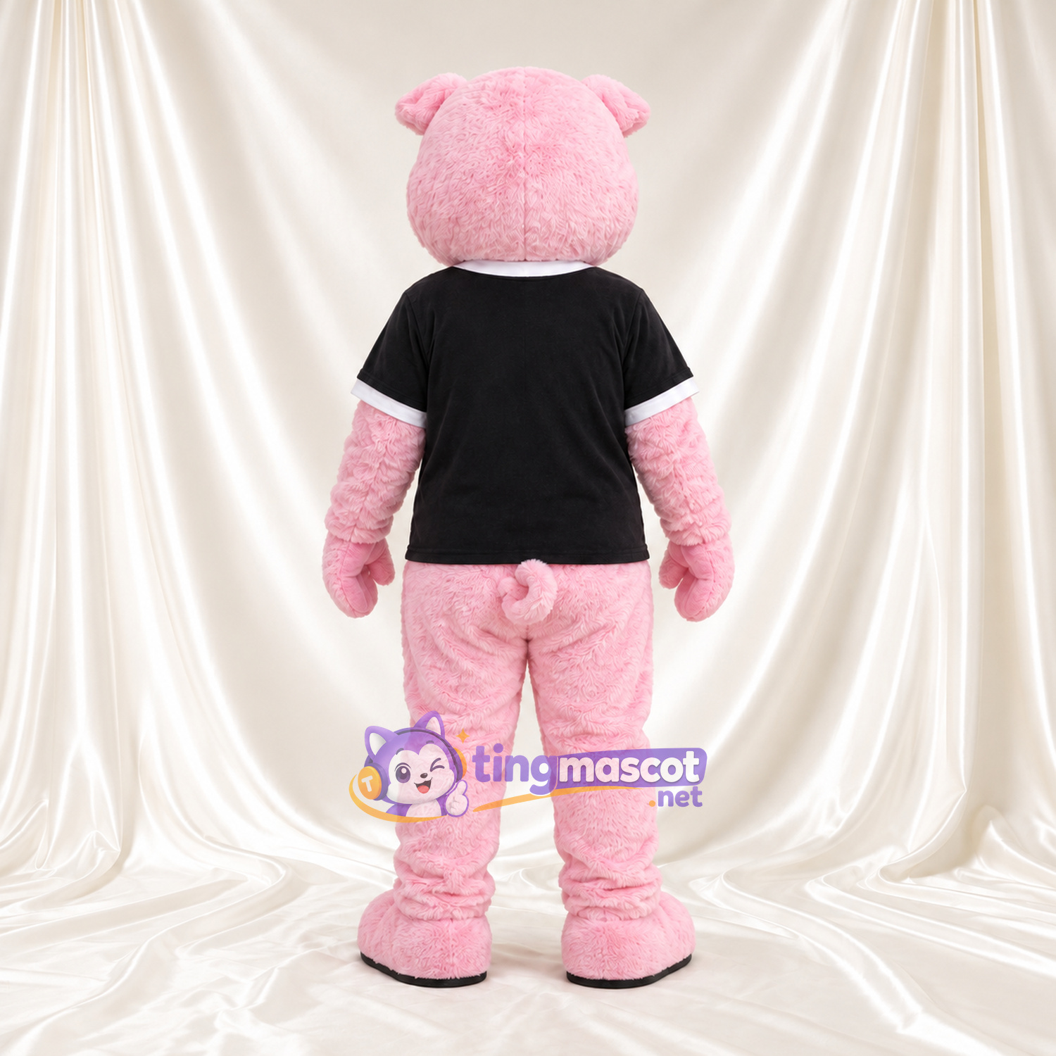 Costume de mascotte Cochon – rose – Chemise (noir) Costume de mascotte Cochon – rose – Chemise (noir)
