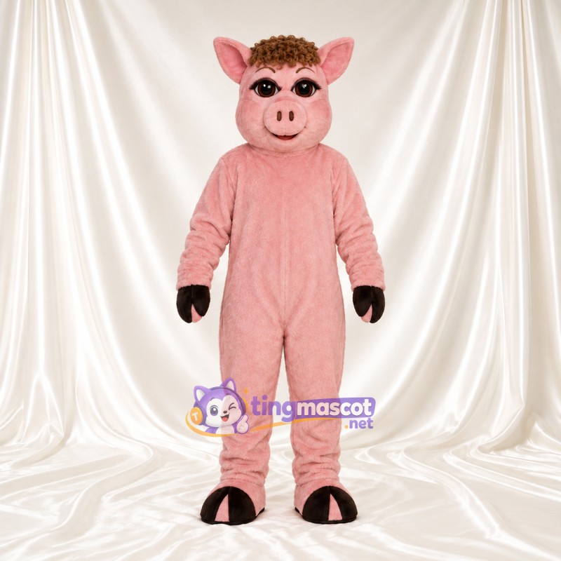 Costume de mascotte Cochon – pêche – Cheveux (marron)