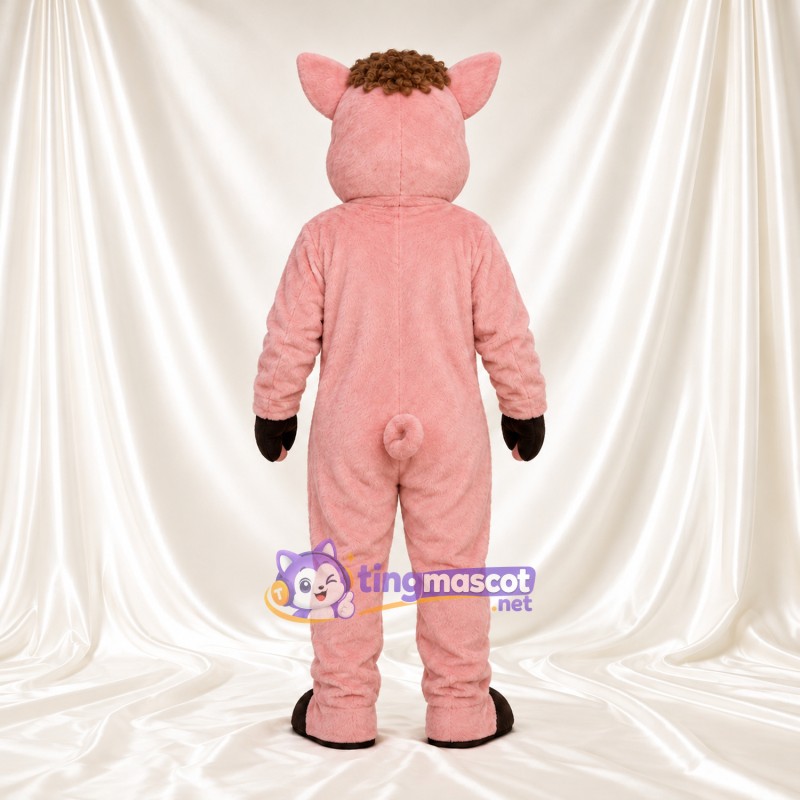 Costume de mascotte Cochon – pêche – Cheveux (marron) Costume de mascotte Cochon – pêche – Cheveux (marron)