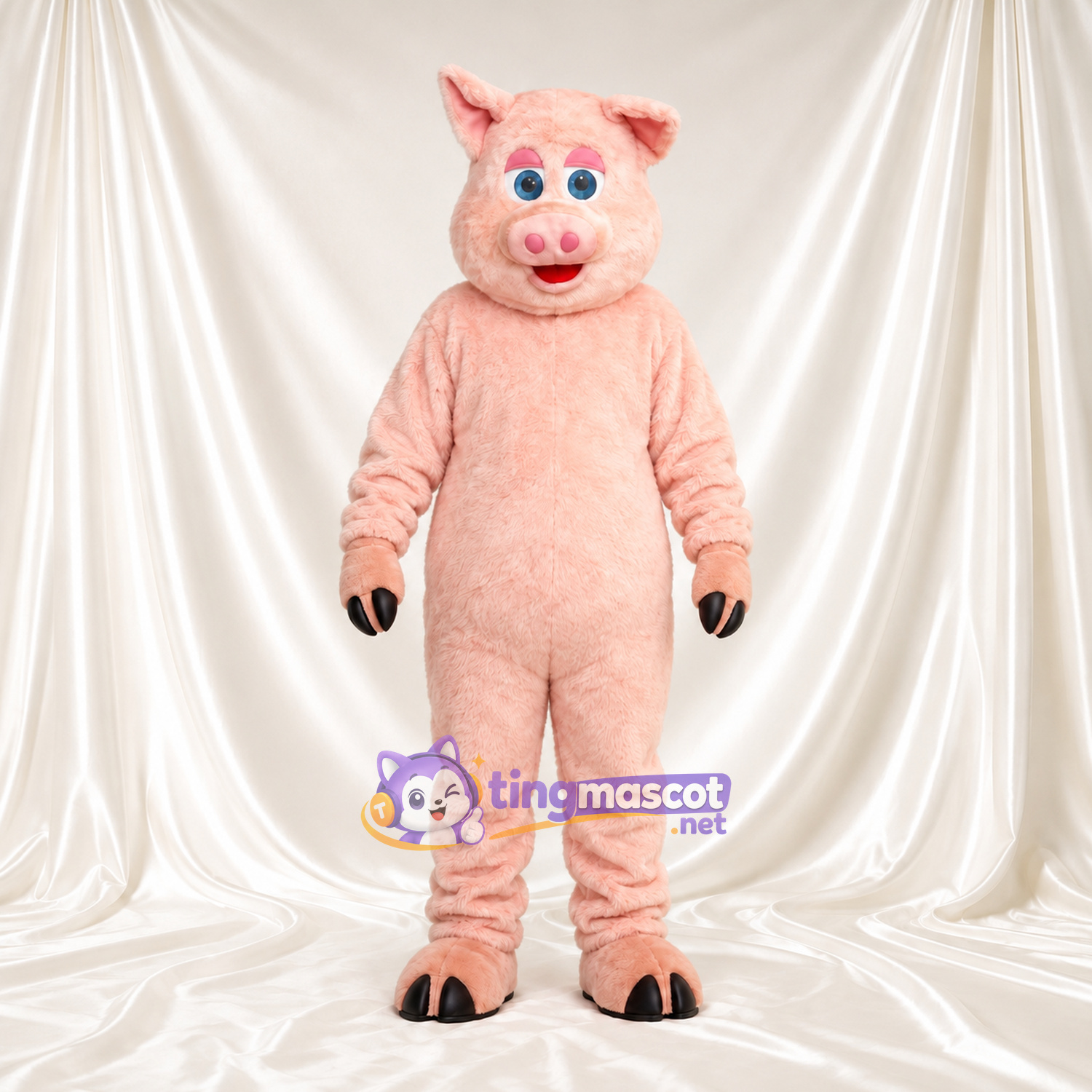 Peach Pig Mascot Costume - Blue Eyes and Pink Snout Peach Pig Mascot Costume - Blue Eyes and Pink Snout