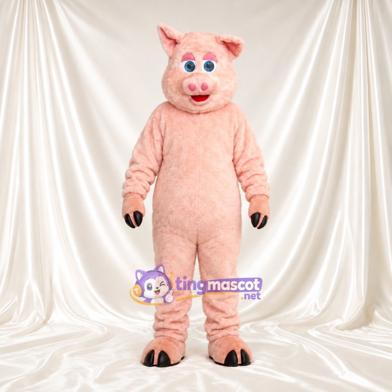 Peach Pig Mascot Costume - Blue Eyes and Pink Snout Peach Pig Mascot Costume - Blue Eyes and Pink Snout