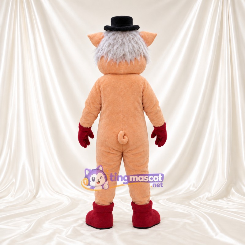 Costume de mascotte Cochon – pêche – Chapeau melon (noir); Taches (rouge) Costume de mascotte Cochon – pêche – Chapeau melon (noir); Taches (rouge)