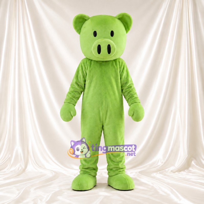 Costume de mascotte Cochon – vert – Petites oreilles rondes; Gants (vert) Costume de mascotte Cochon – vert – Petites oreilles rondes; Gants (vert)