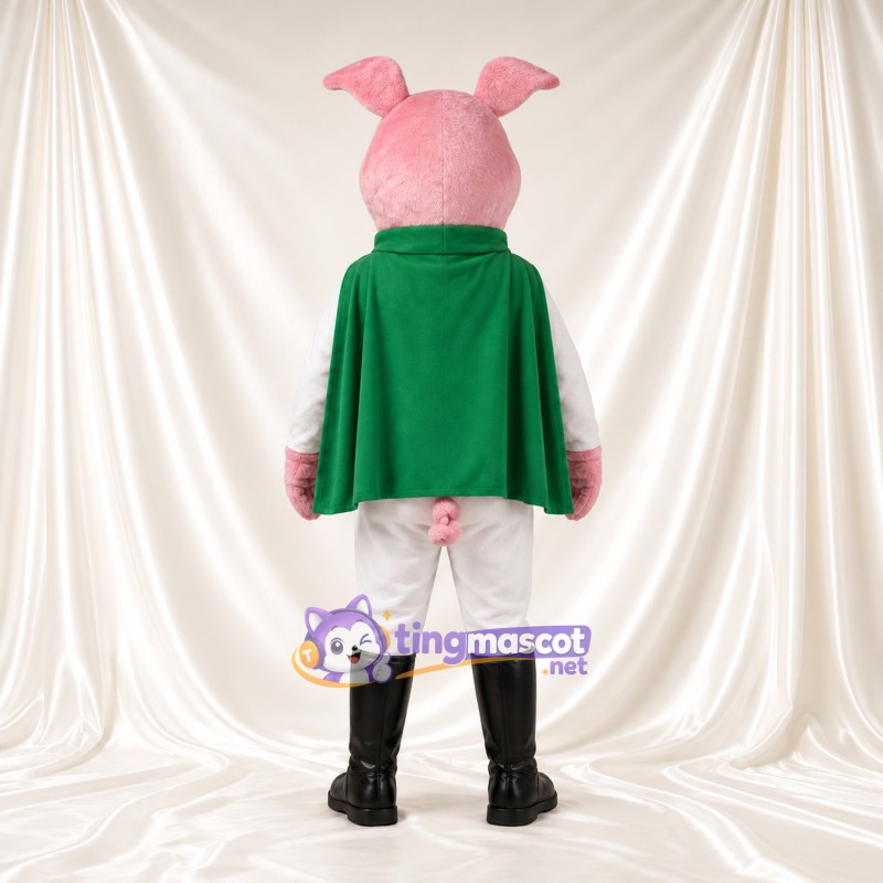 Costume de mascotte Cochon – rose – Cape (vert); Costume (blanc) Costume de mascotte Cochon – rose – Cape (vert); Costume (blanc)