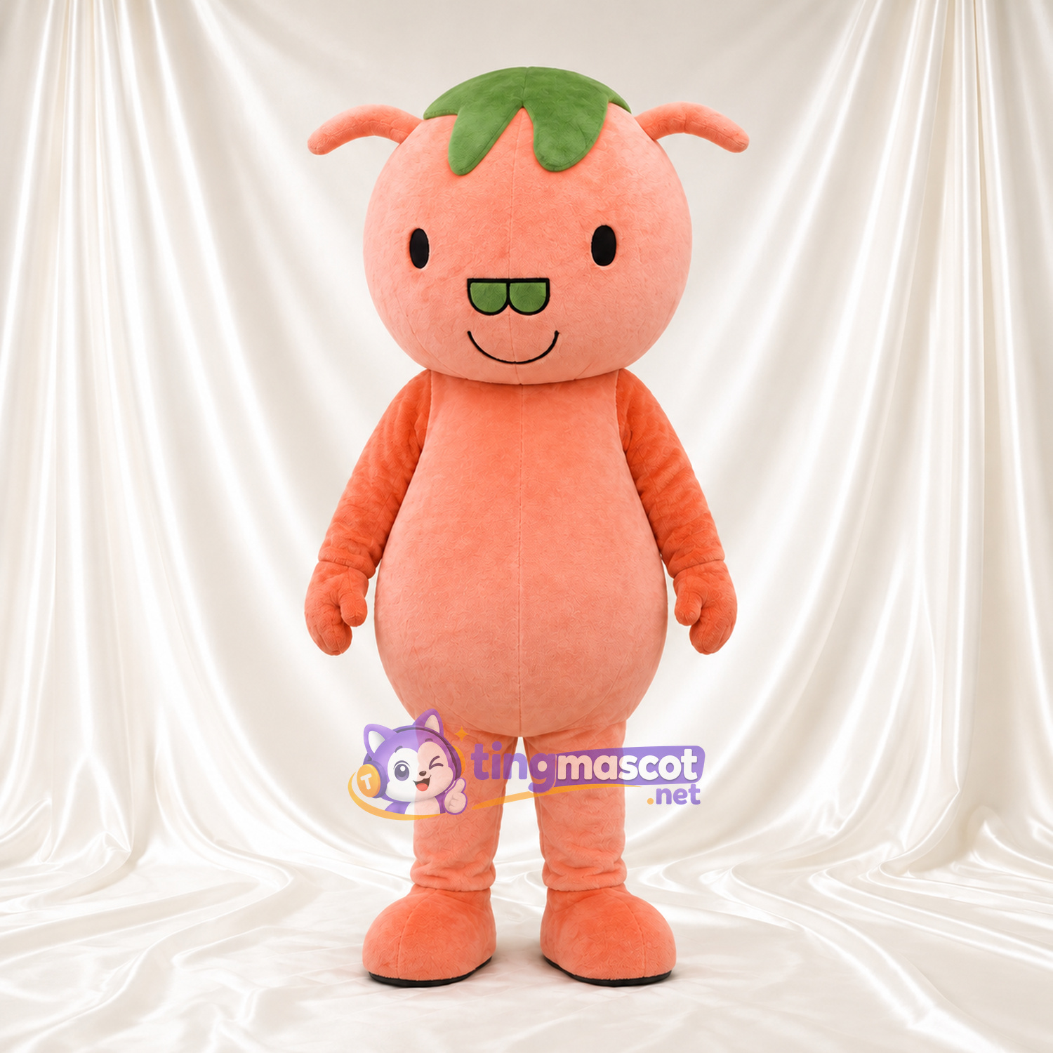 Maskottchenkostüm Fruchtfigur – orange – Blattkrone (grün) Maskottchenkostüm Fruchtfigur – orange – Blattkrone (grün)