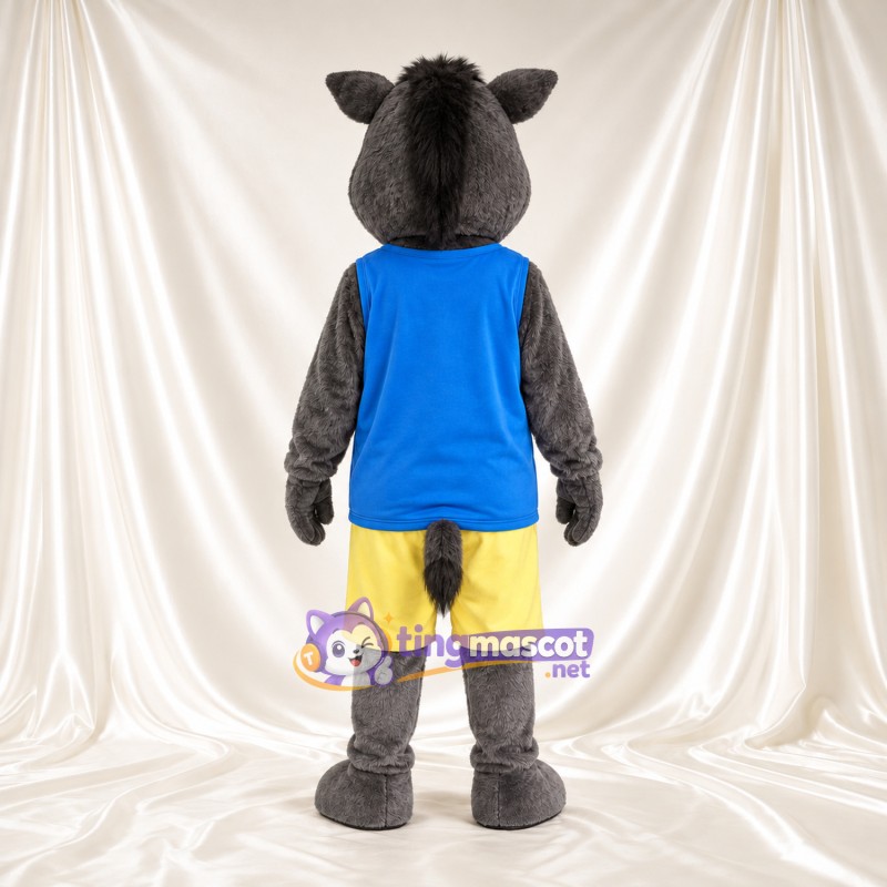Costume de mascotte Sanglier – gris – Chemise (bleu); Short (jaune) Costume de mascotte Sanglier – gris – Chemise (bleu); Short (jaune)