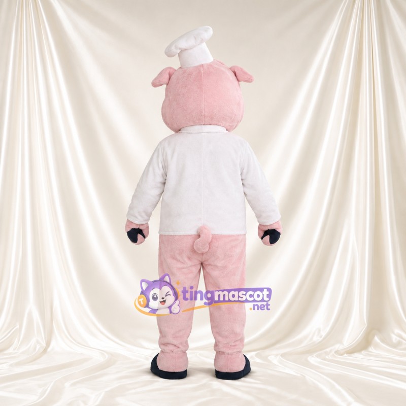 Costume de mascotte Cochon – rose – Toque de chef; Veste (blanc) Costume de mascotte Cochon – rose – Toque de chef; Veste (blanc)