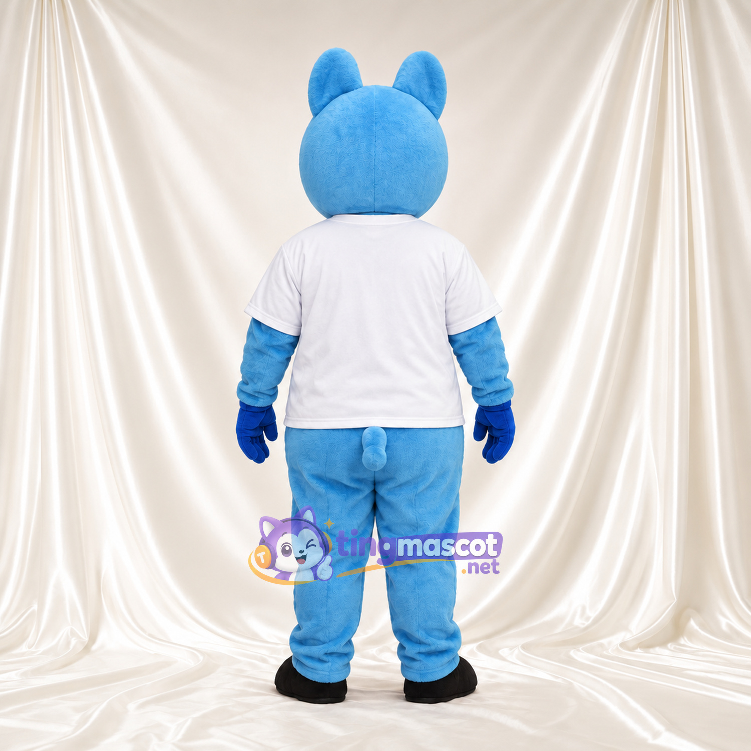 Blue Pig Mascot Costume - White Shirt and Blue Pants Blue Pig Mascot Costume - White Shirt and Blue Pants