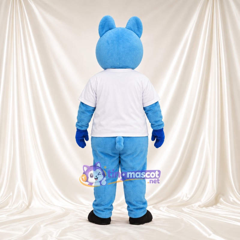Blue Pig Mascot Costume - White Shirt and Blue Pants Blue Pig Mascot Costume - White Shirt and Blue Pants