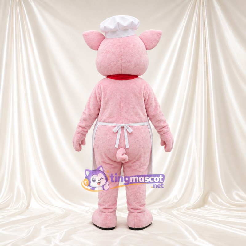 Costume de mascotte Cochon – rose – Toque de chef; Tablier (blanc) Costume de mascotte Cochon – rose – Toque de chef; Tablier (blanc)