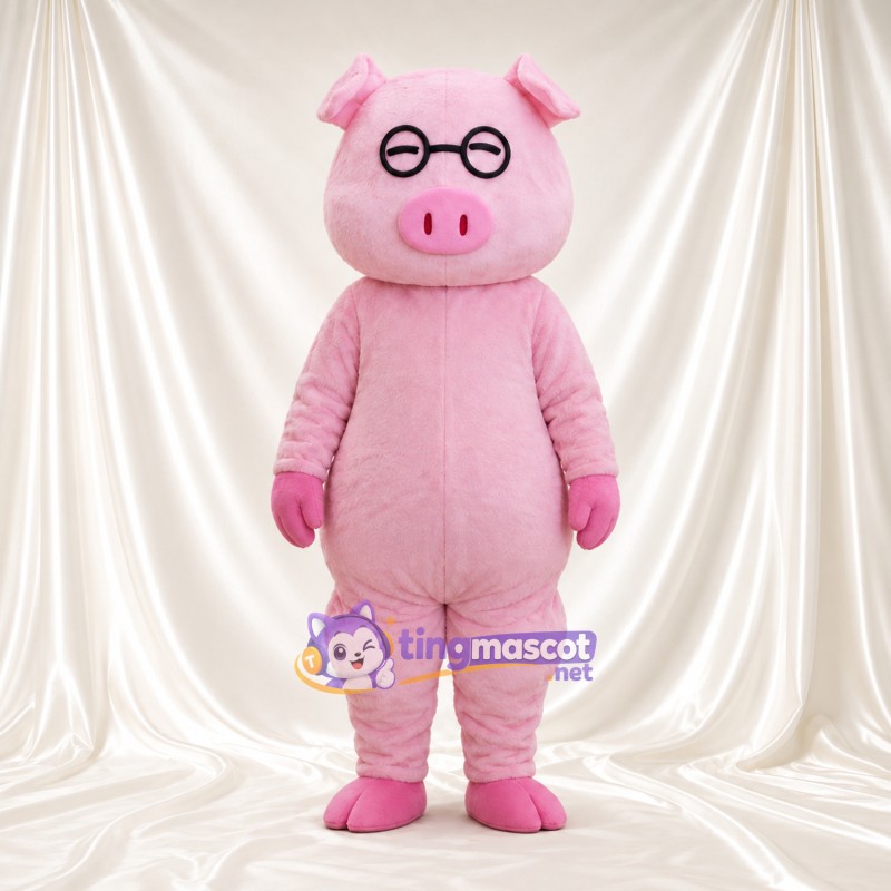 Costume de mascotte Cochon – rose – Lunettes Costume de mascotte Cochon – rose – Lunettes