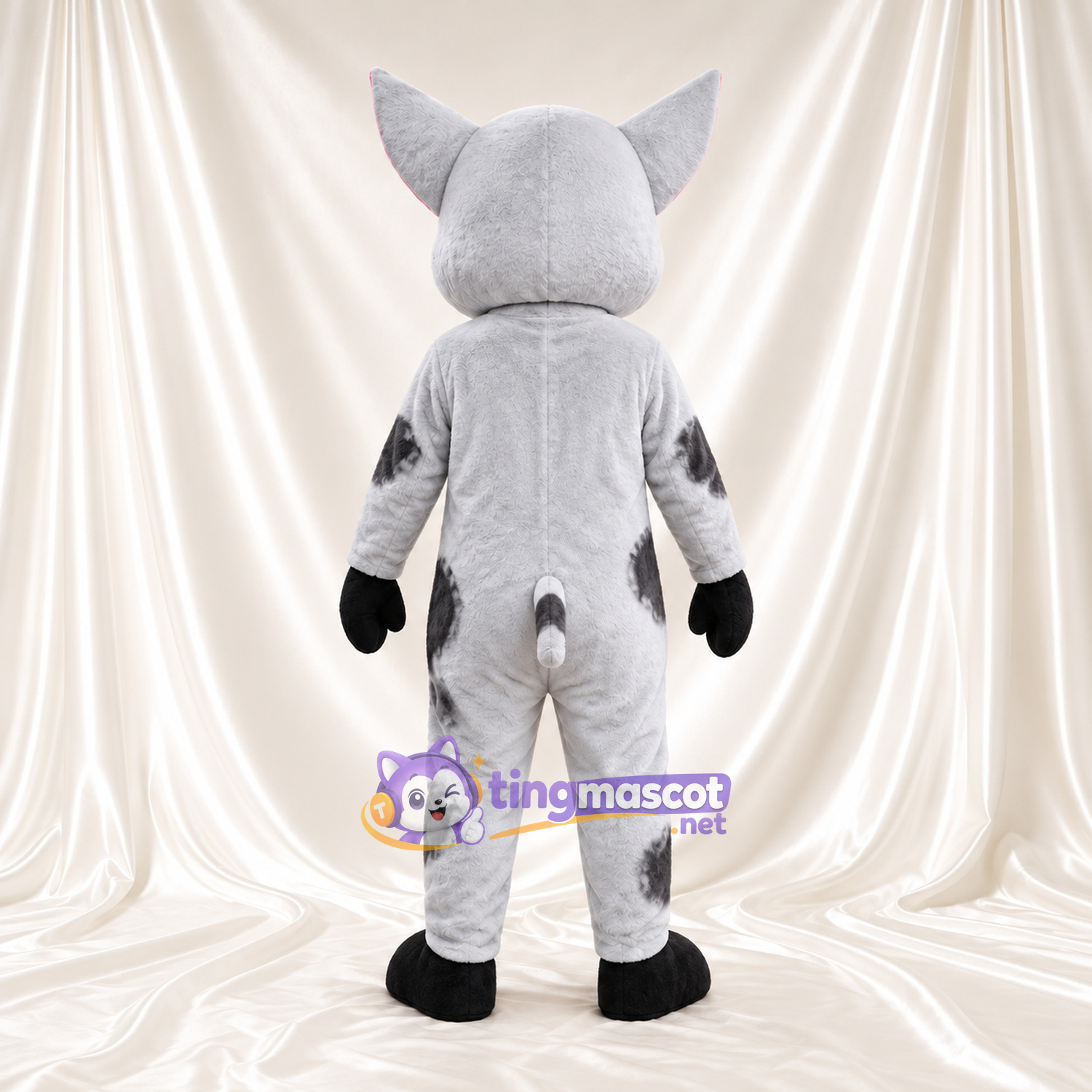 Black and White Pig Mascot Costume - Black Gloves and Pink Nose Black and White Pig Mascot Costume - Black Gloves and Pink Nose