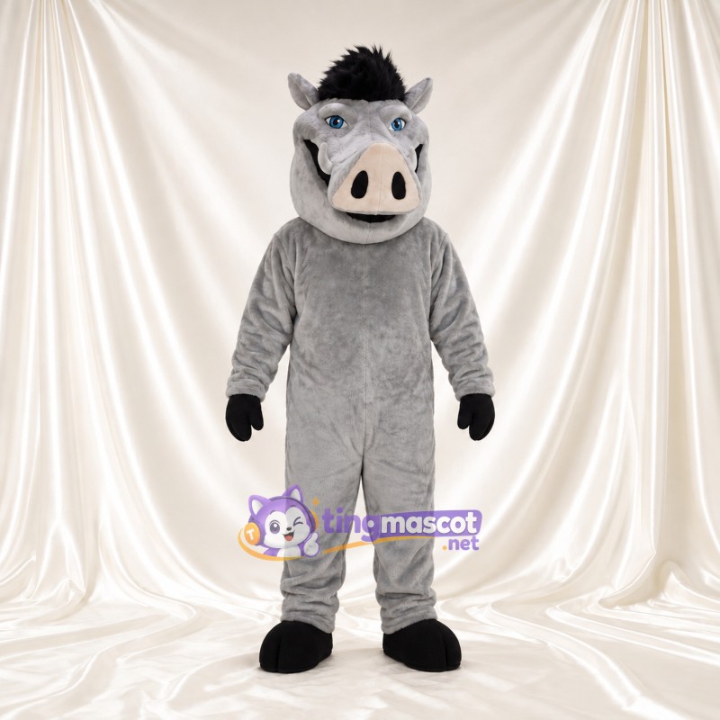 Costume de mascotte Sanglier – gris – Crinière (noir); Museau (blanc) Costume de mascotte Sanglier – gris – Crinière (noir); Museau (blanc)