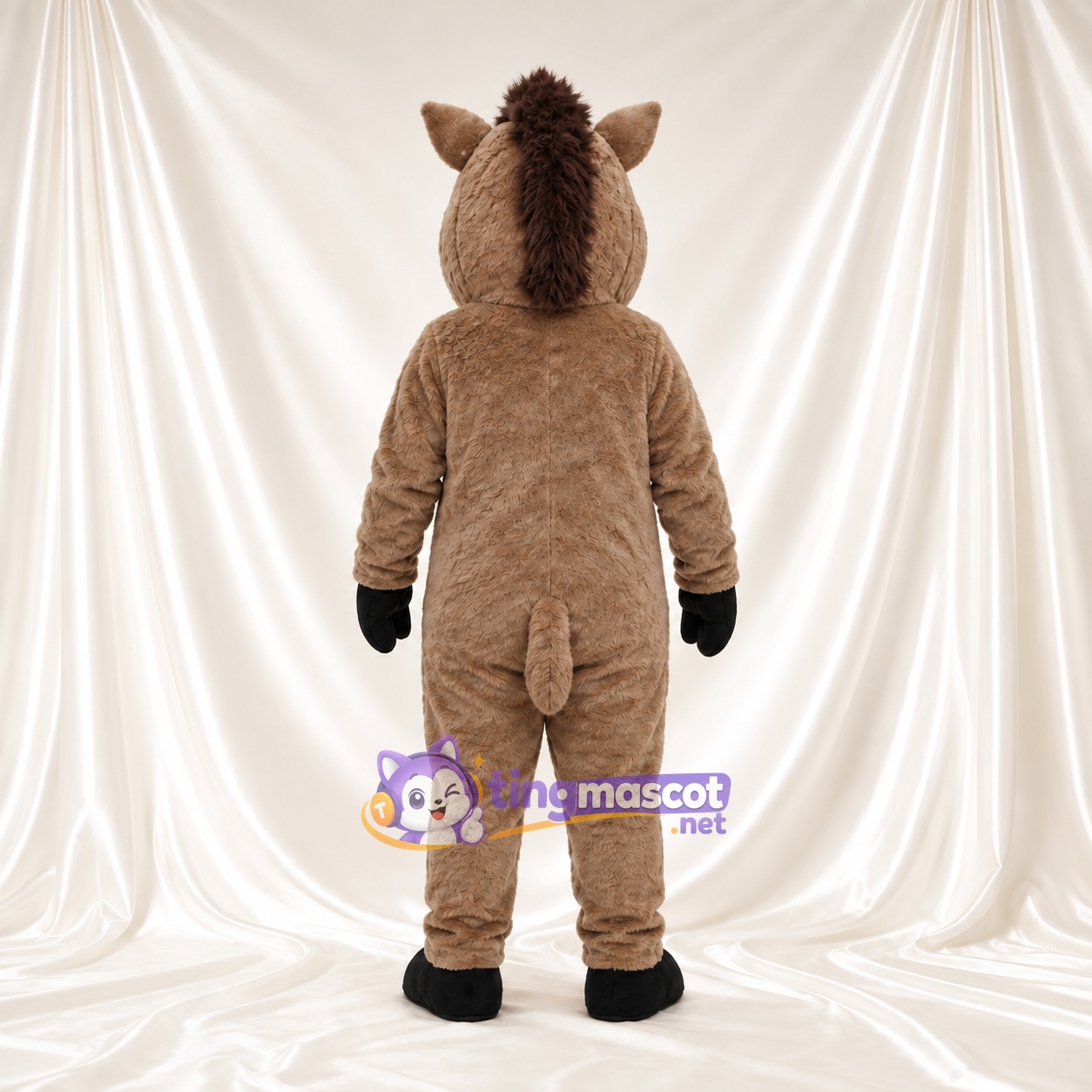 Maskottchenkostüm Wildschwein – braun – Bauch (orange); Breites Zahngrinsen Maskottchenkostüm Wildschwein – braun – Bauch (orange); Breites Zahngrinsen