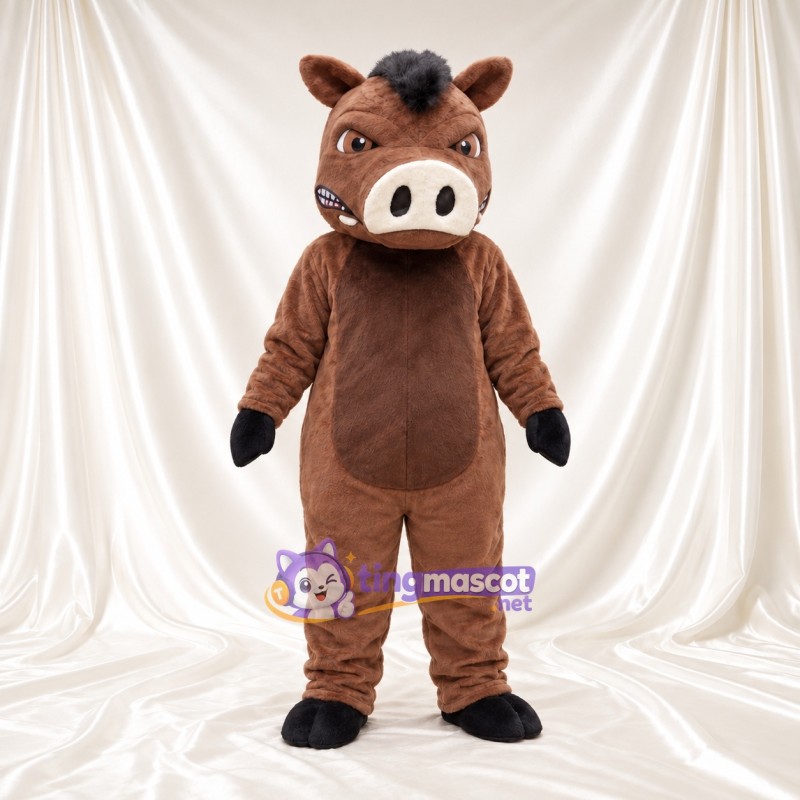Maskottchenkostüm Wildschwein – braun – Bauch (braun); Schnauze (weiß) Maskottchenkostüm Wildschwein – braun – Bauch (braun); Schnauze (weiß)