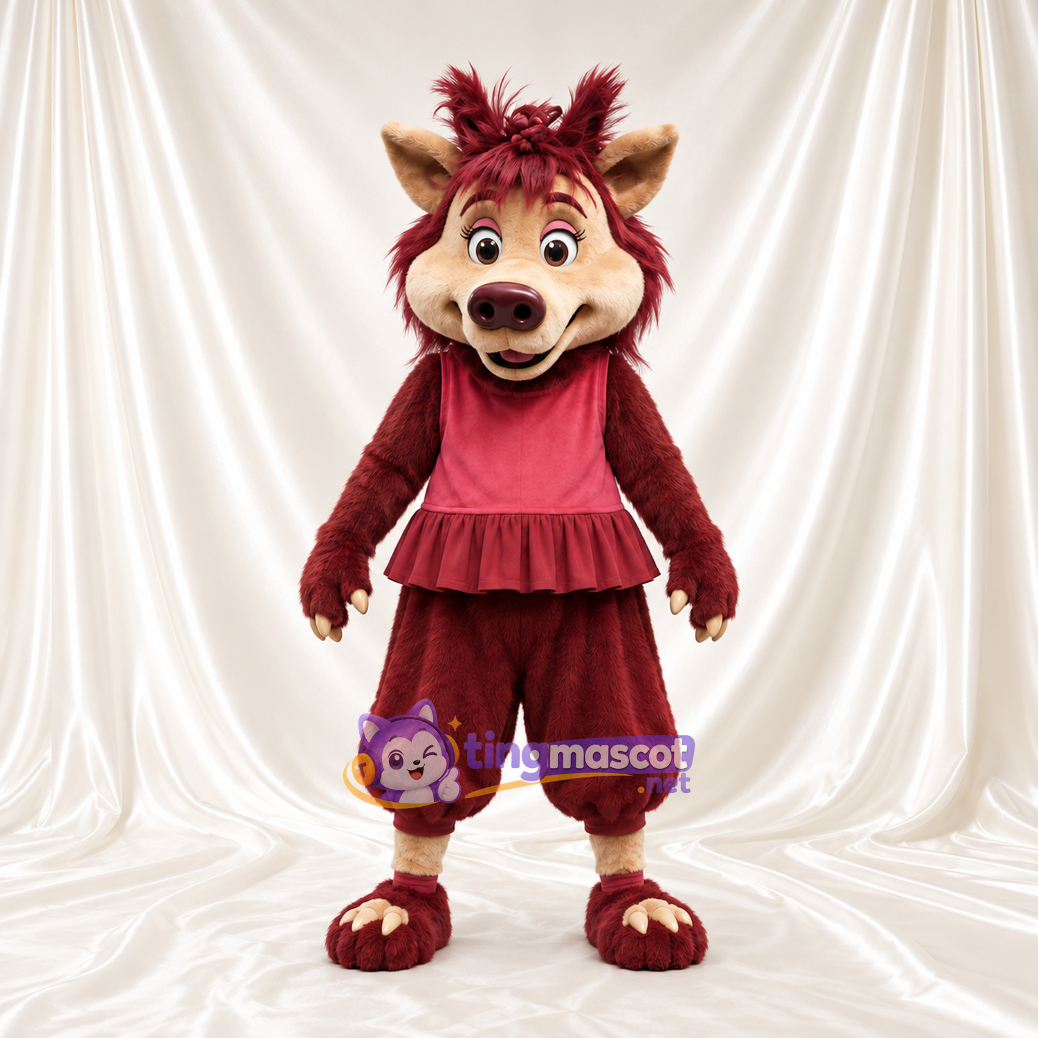 Costume de mascotte Sanglier – bordeaux foncé – Haut (bordeaux foncé); Pantalon Costume de mascotte Sanglier – bordeaux foncé – Haut (bordeaux foncé); Pantalon