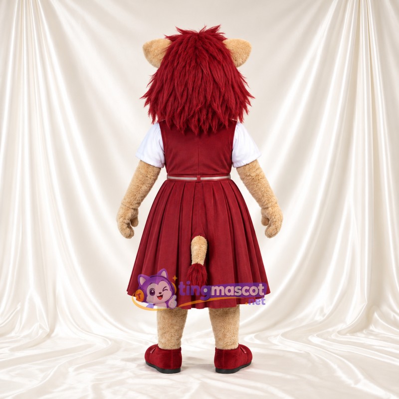 Costume de mascotte Lion – brun clair / bordeaux foncé – Robe (bordeaux foncé) Costume de mascotte Lion – brun clair / bordeaux foncé – Robe (bordeaux foncé)