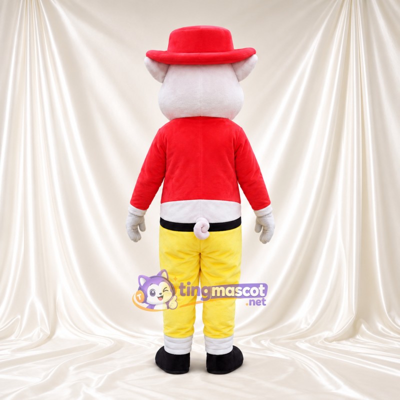 Costume de mascotte Cochon – blanc – Veste (rouge); Pantalon (jaune) Costume de mascotte Cochon – blanc – Veste (rouge); Pantalon (jaune)