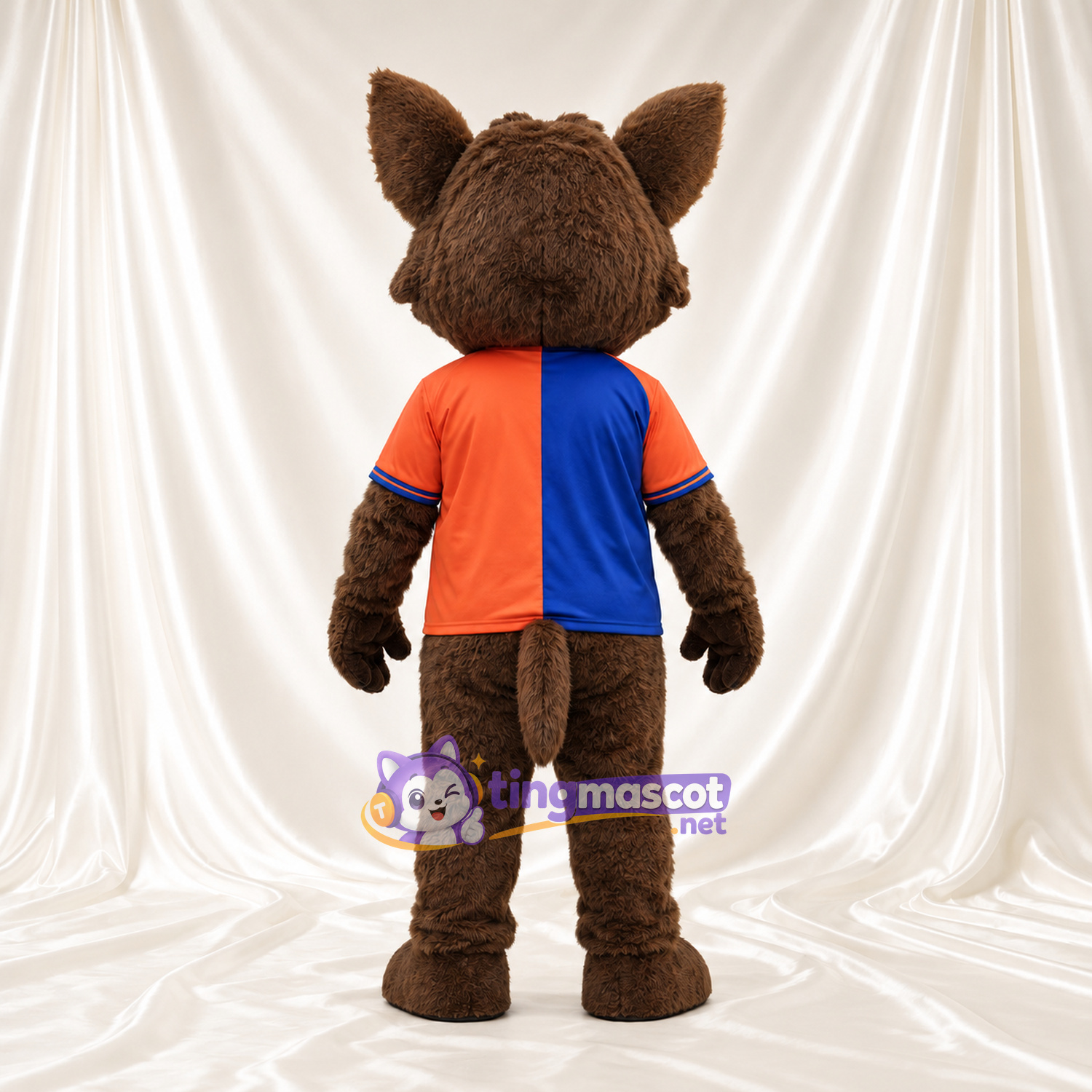 Costume de mascotte Sanglier – marron – Chemise (bleu / orange) Costume de mascotte Sanglier – marron – Chemise (bleu / orange)