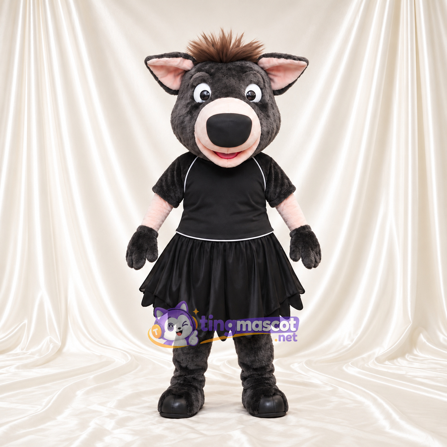 Costume de mascotte Sanglier – gris foncé – Robe (noir) Costume de mascotte Sanglier – gris foncé – Robe (noir)