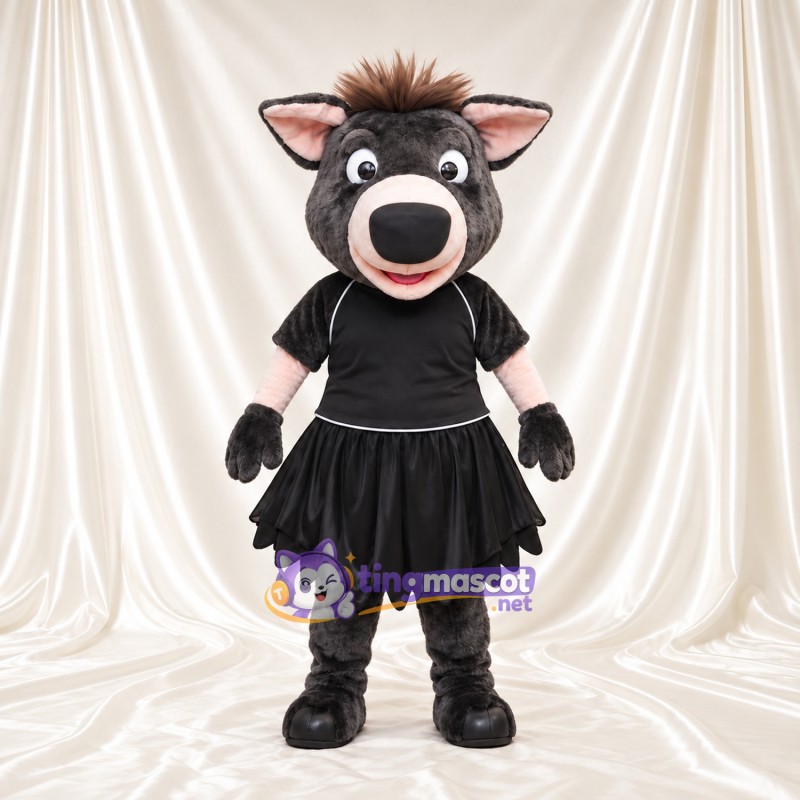 Costume de mascotte Sanglier – gris foncé – Robe (noir) Costume de mascotte Sanglier – gris foncé – Robe (noir)