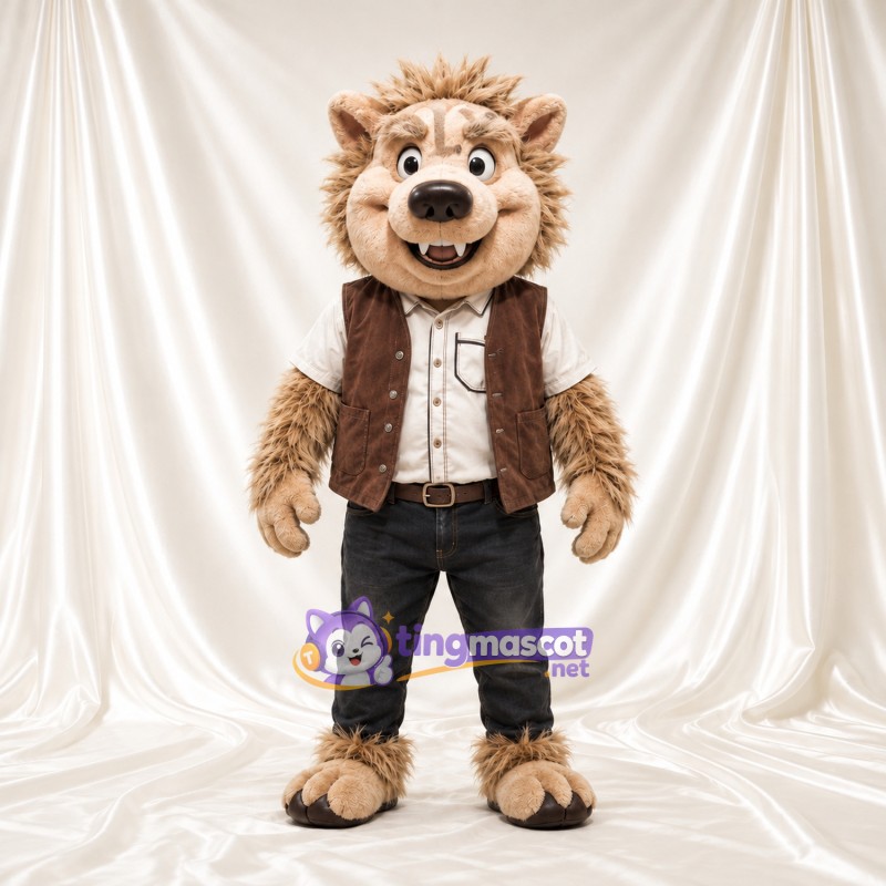 Costume de mascotte Loup – brun clair – Gilet (marron); Pantalon (noir) Costume de mascotte Loup – brun clair – Gilet (marron); Pantalon (noir)
