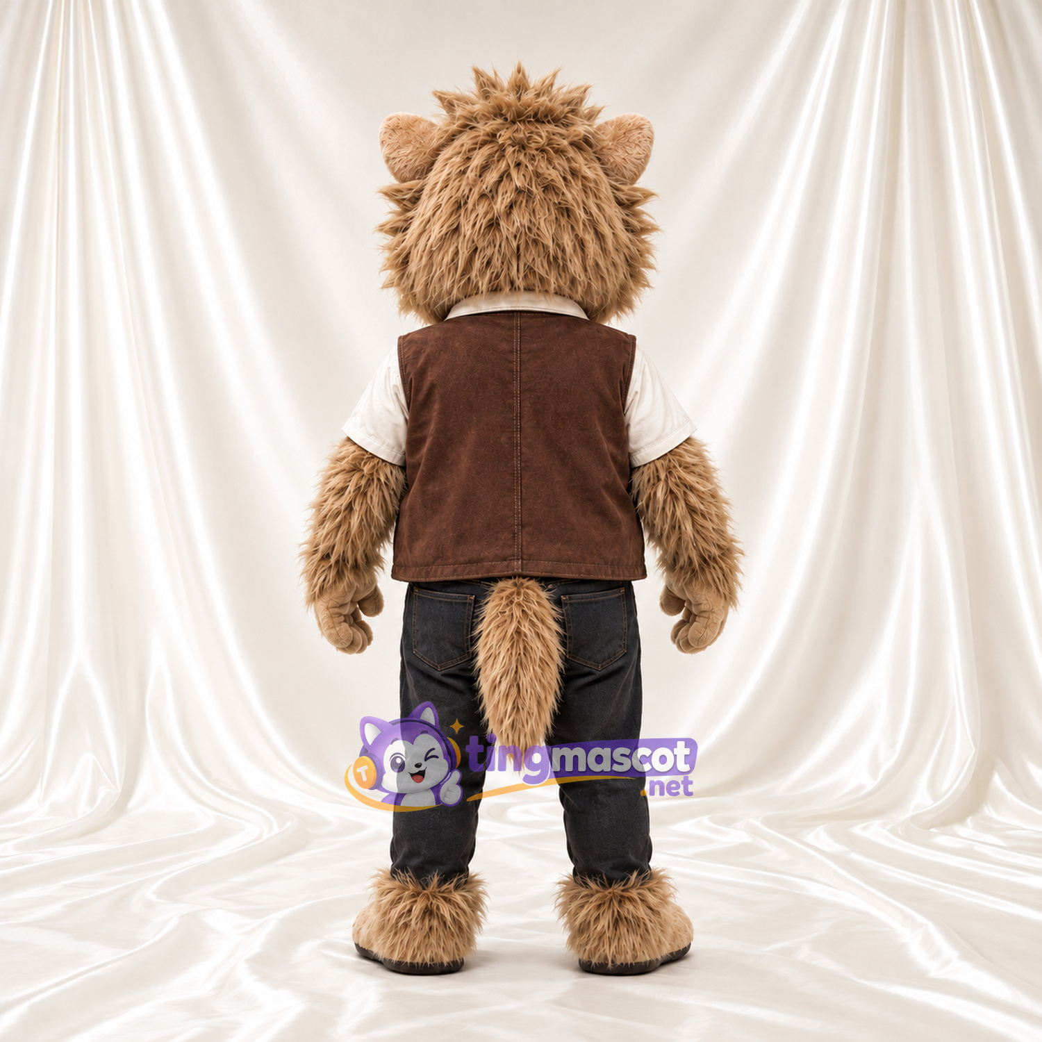 Costume de mascotte Loup – brun clair – Gilet (marron); Pantalon (noir) Costume de mascotte Loup – brun clair – Gilet (marron); Pantalon (noir)