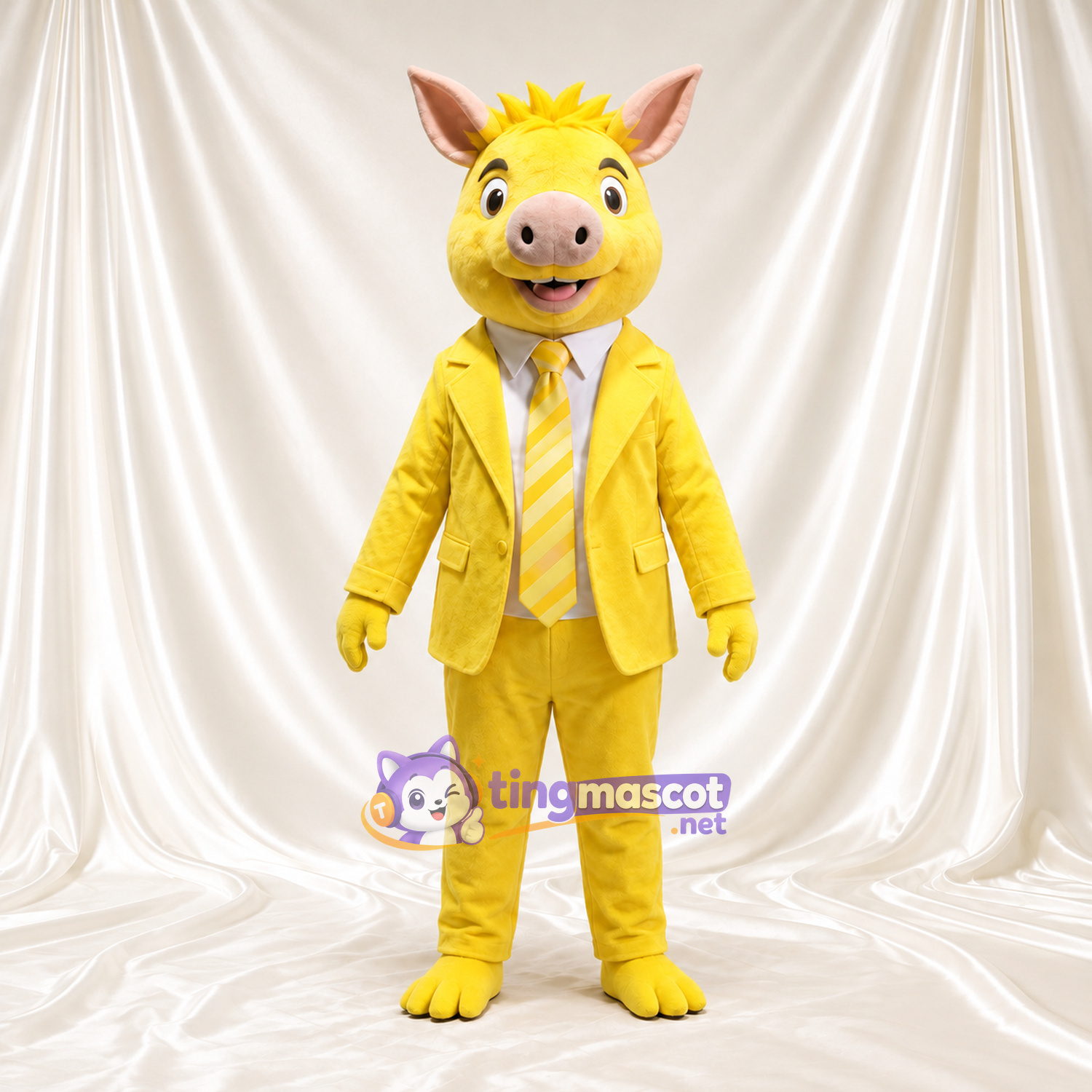 Costume de mascotte Cochon – jaune – Costume (jaune) Costume de mascotte Cochon – jaune – Costume (jaune)