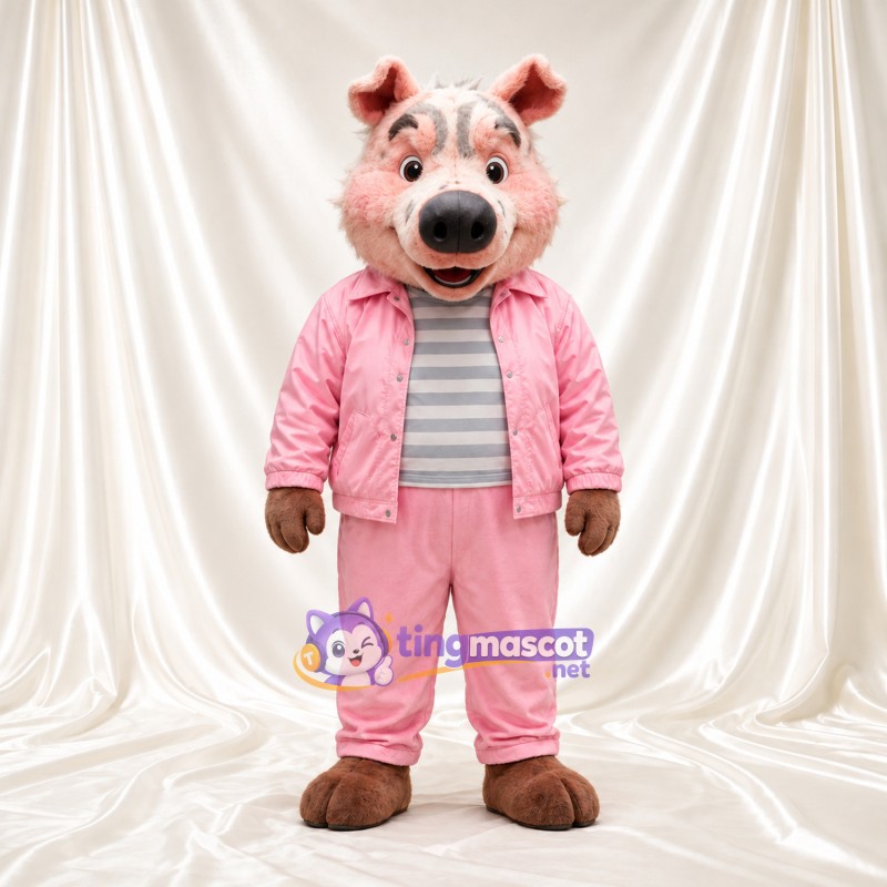 Costume de mascotte Cochon – gris – Survêtement (rose) Costume de mascotte Cochon – gris – Survêtement (rose)
